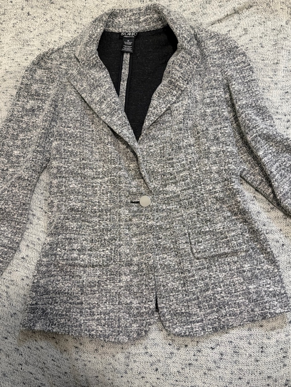 SOHO Gray Tweed One-Button Women's Blazer